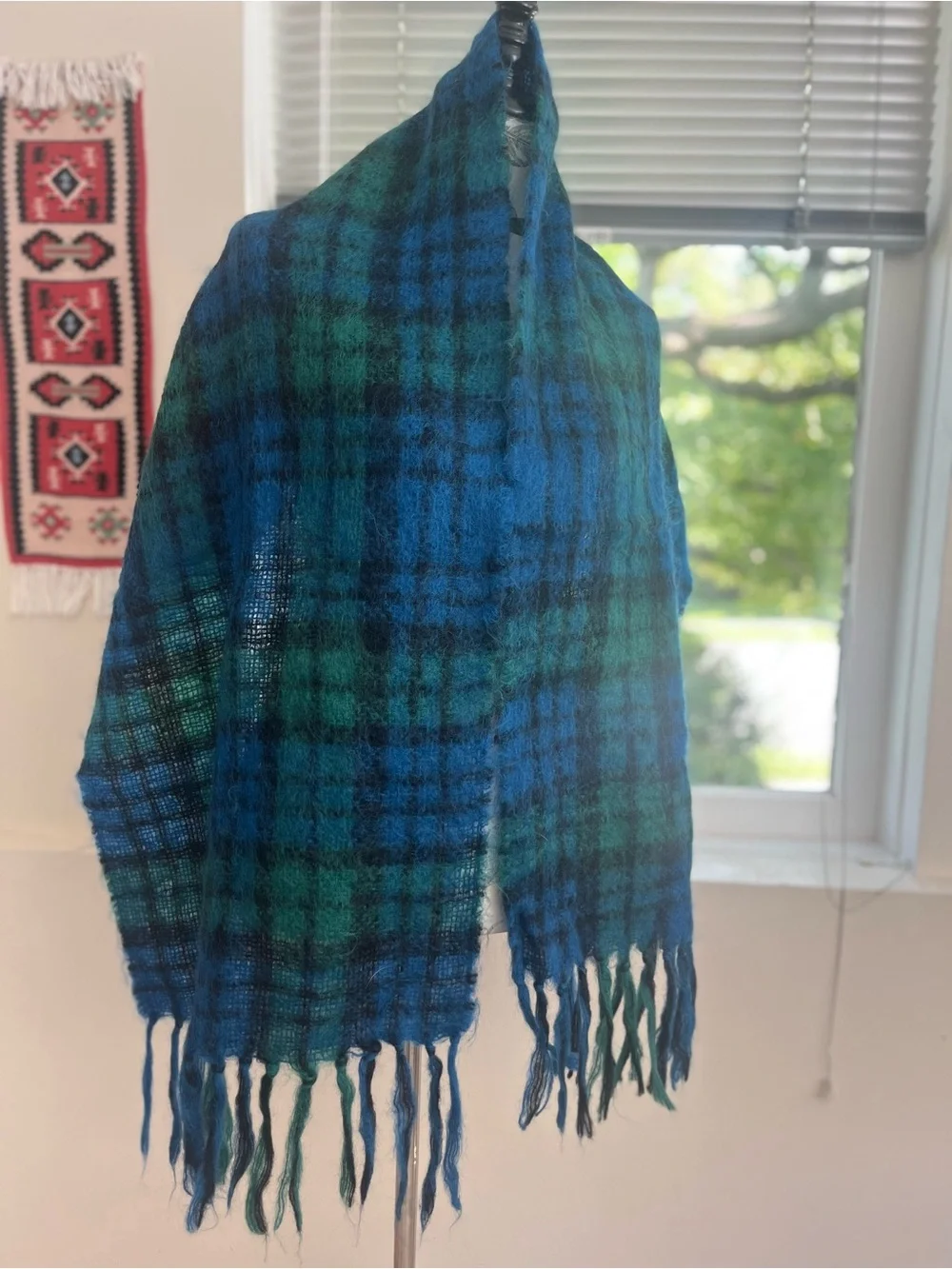 Blue Green Plaid Wool Scarf Scotland